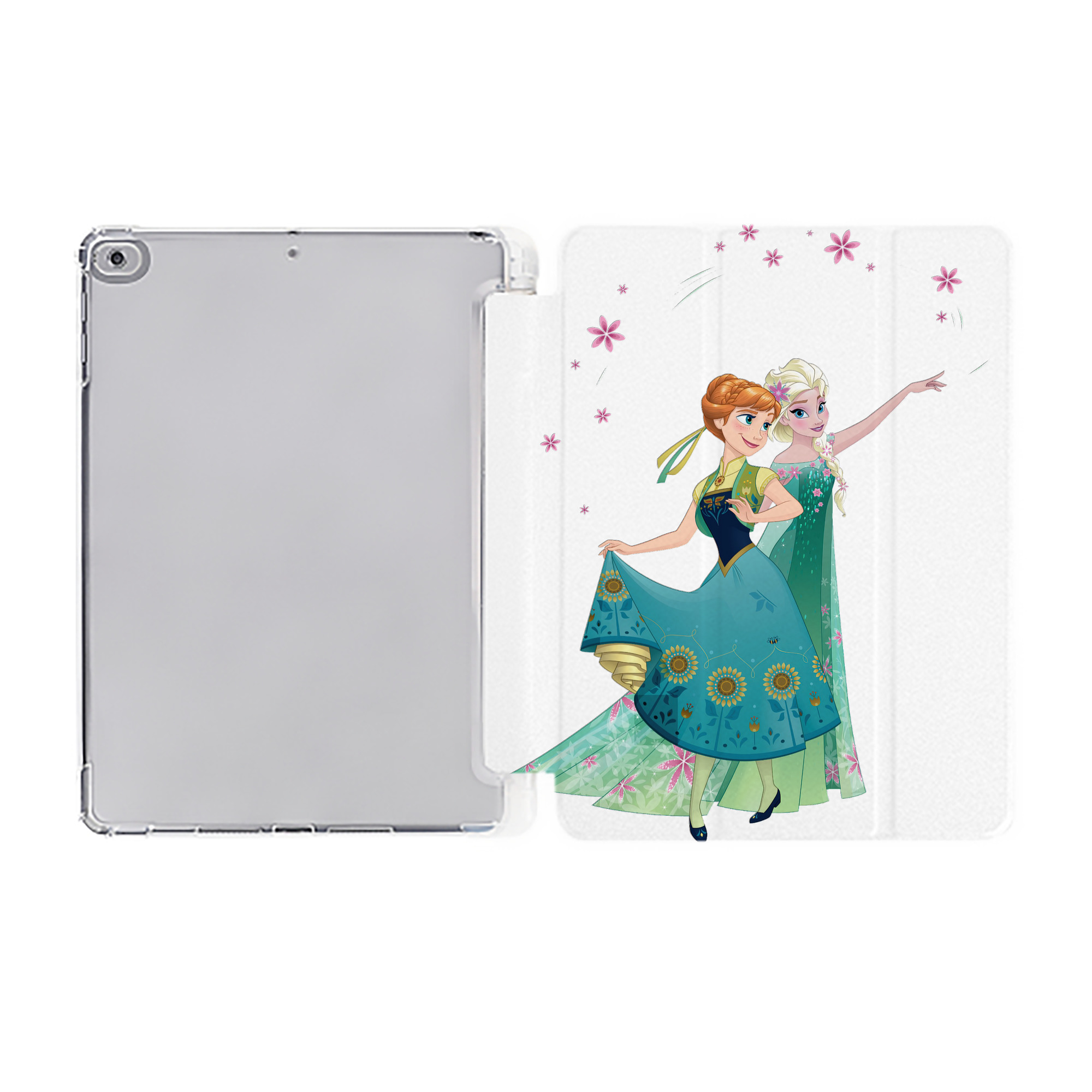（画像用） アナと雪の女王 アンナ エルサ Frozen Anna Elsa IPad ケース ペン収納付き 三つ折りスタンド PUレザー×シリコン 対応機種9.5/10.5/10.9インチ